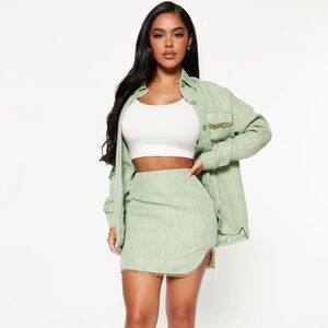 Fashion Nova Marleigh Tweed Skirt Set - Sage